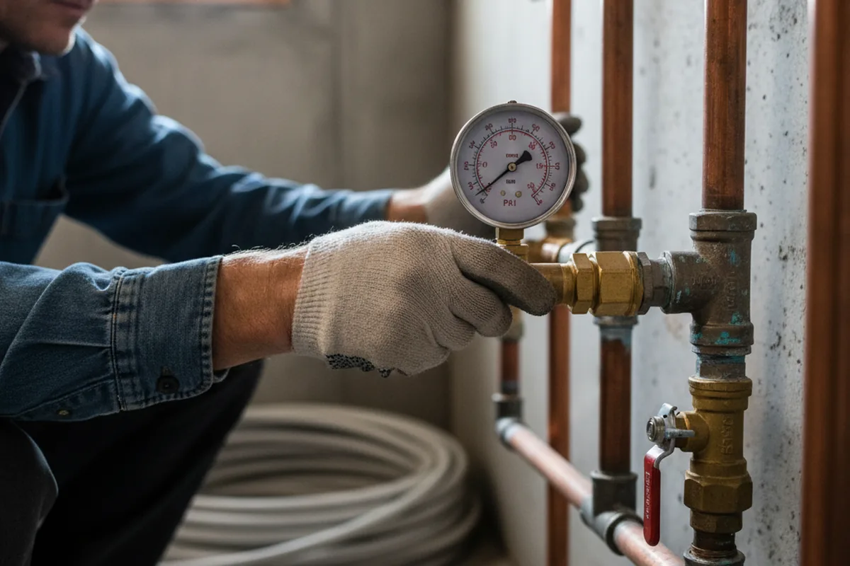 Pressure testing a repaired line during Water Line Repair in Steamboat Springs